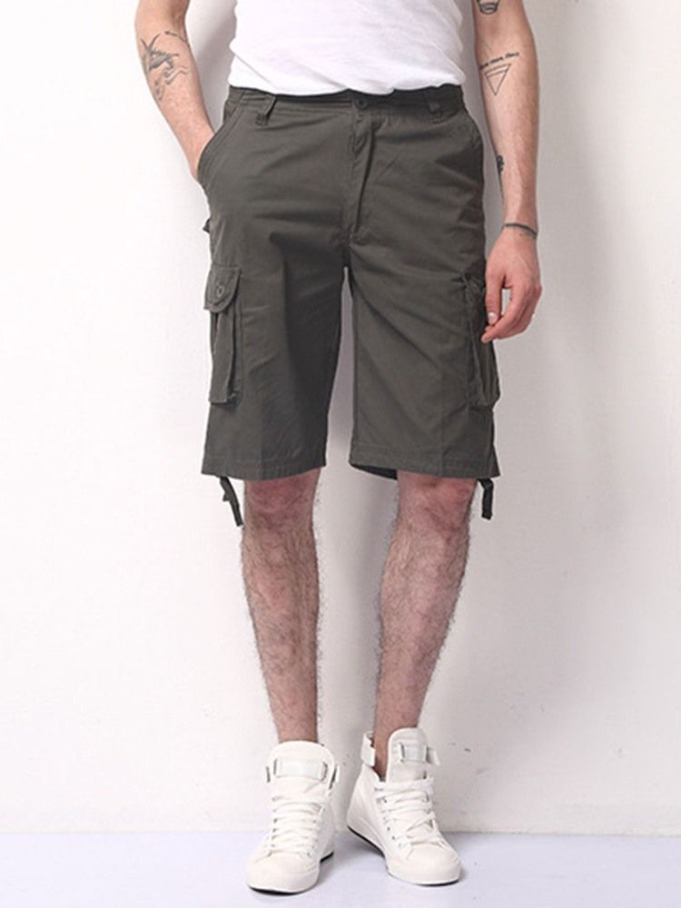 Herren Lässige Einfarbige Lockere Shorts Mit Mittlerer Taille