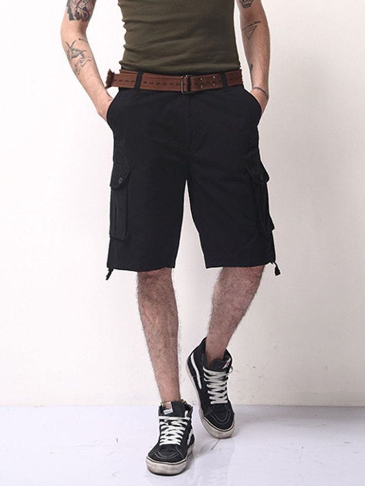 Herren Lässige Einfarbige Lockere Shorts Mit Mittlerer Taille