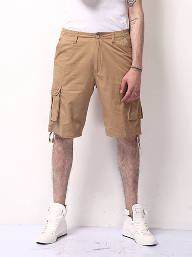 Herren Lässige Einfarbige Lockere Shorts Mit Mittlerer Taille