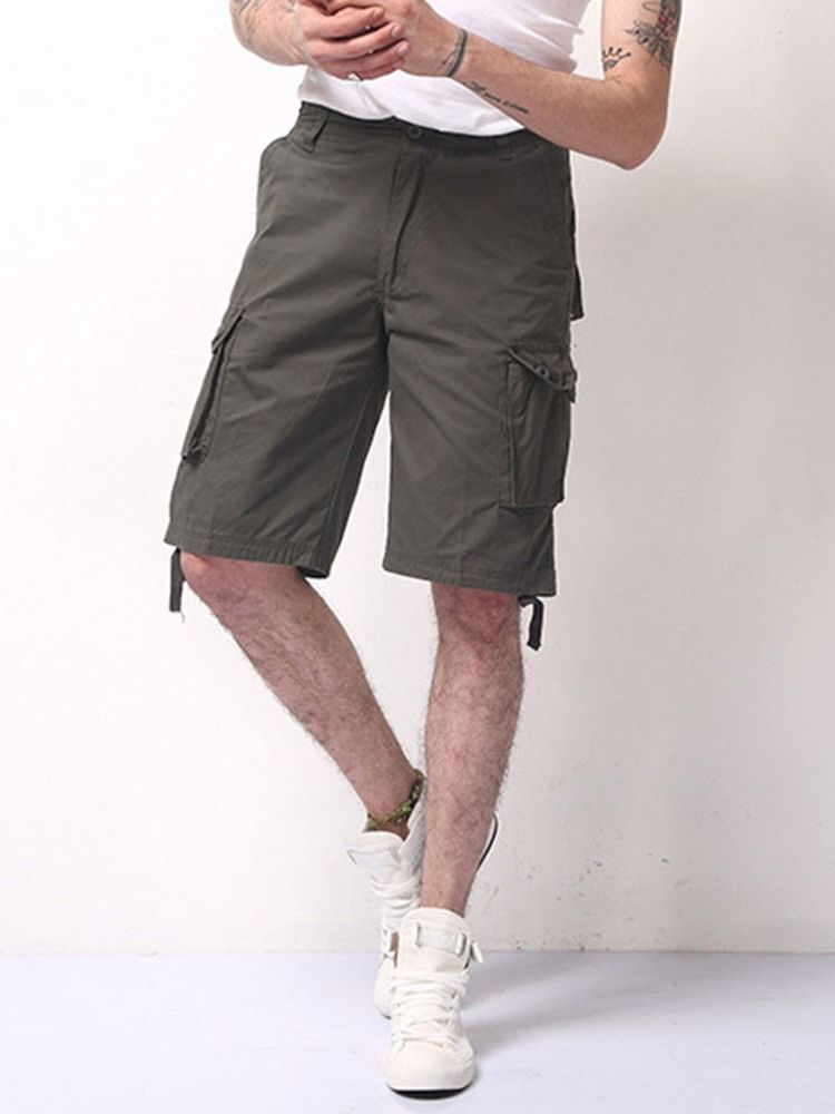 Herren Lässige Einfarbige Lockere Shorts Mit Mittlerer Taille