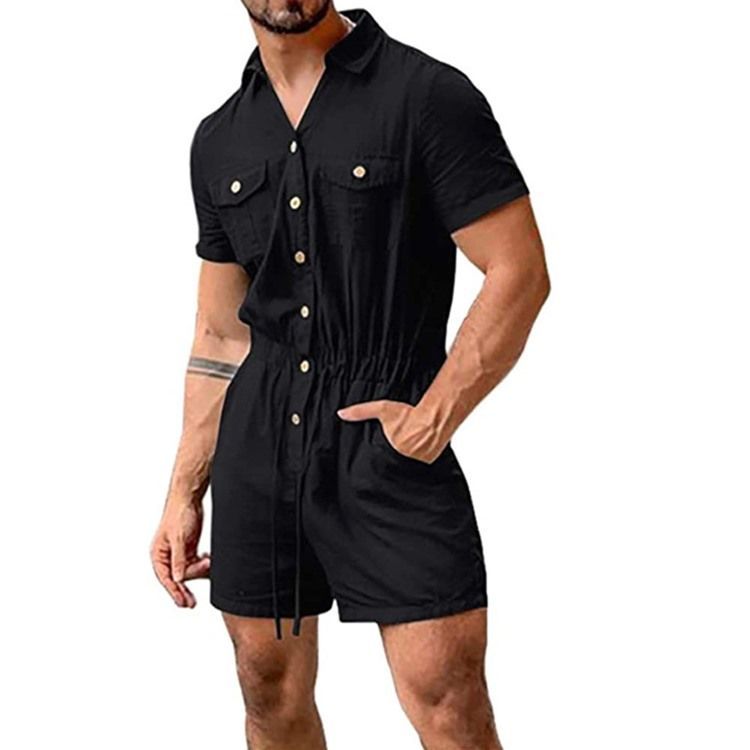 Herren Schlichte Taschen Shorts Overalls Overalls