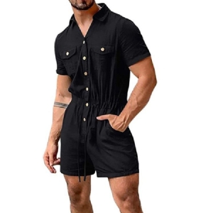 Herren Schlichte Taschen Shorts Overalls Overalls