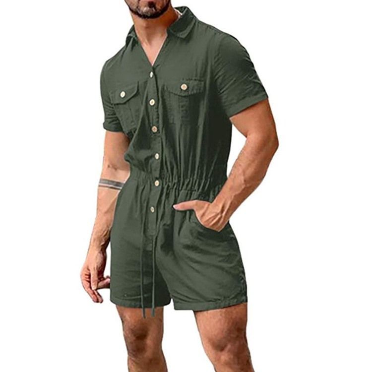 Herren Schlichte Taschen Shorts Overalls Overalls