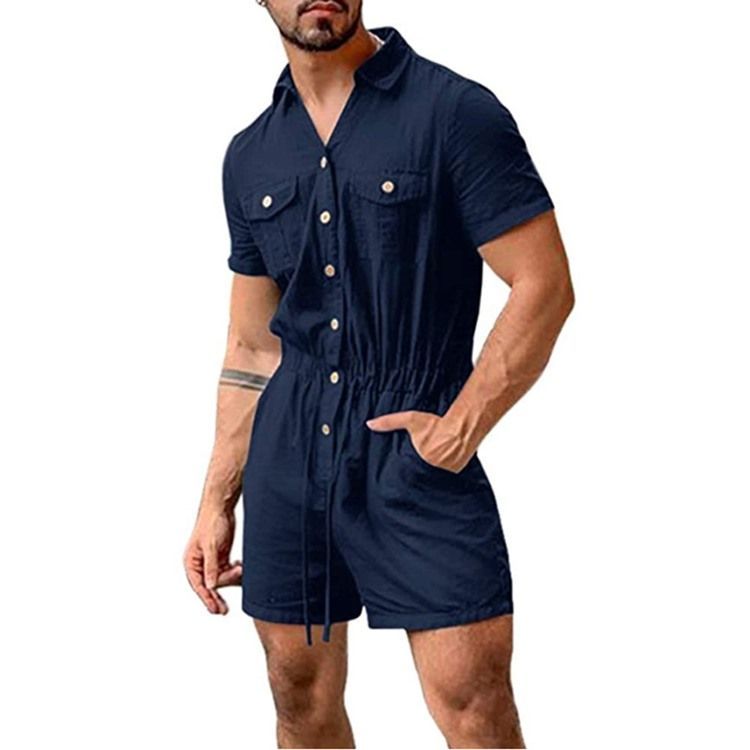 Herren Schlichte Taschen Shorts Overalls Overalls