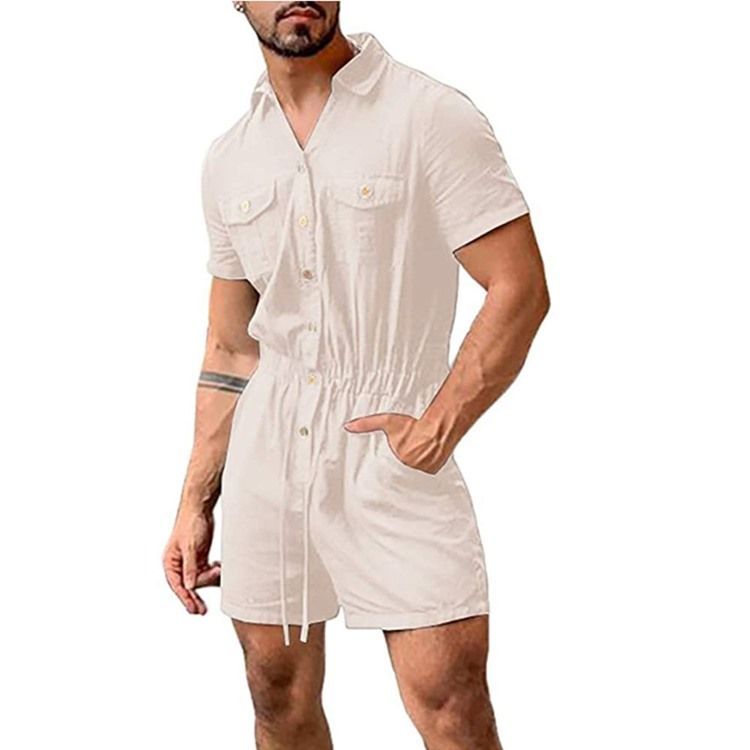 Herren Schlichte Taschen Shorts Overalls Overalls