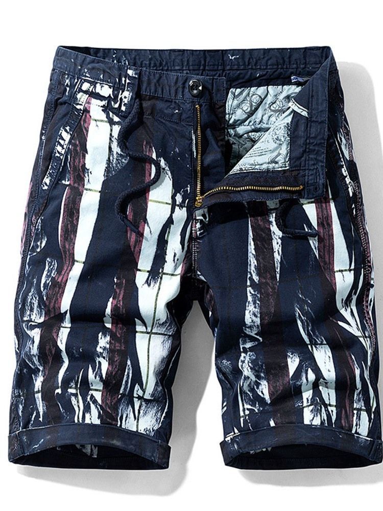 Herren-shorts Mit Geradem Print Mit Reißverschluss Und Mittlerer Taille