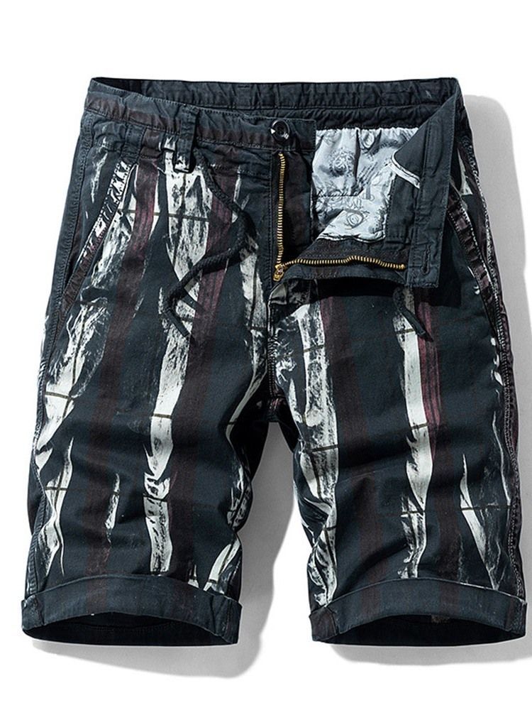 Herren-shorts Mit Geradem Print Mit Reißverschluss Und Mittlerer Taille