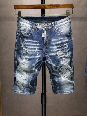 Hip Hop Herren Jeansshorts Mit Geradem Reißverschluss