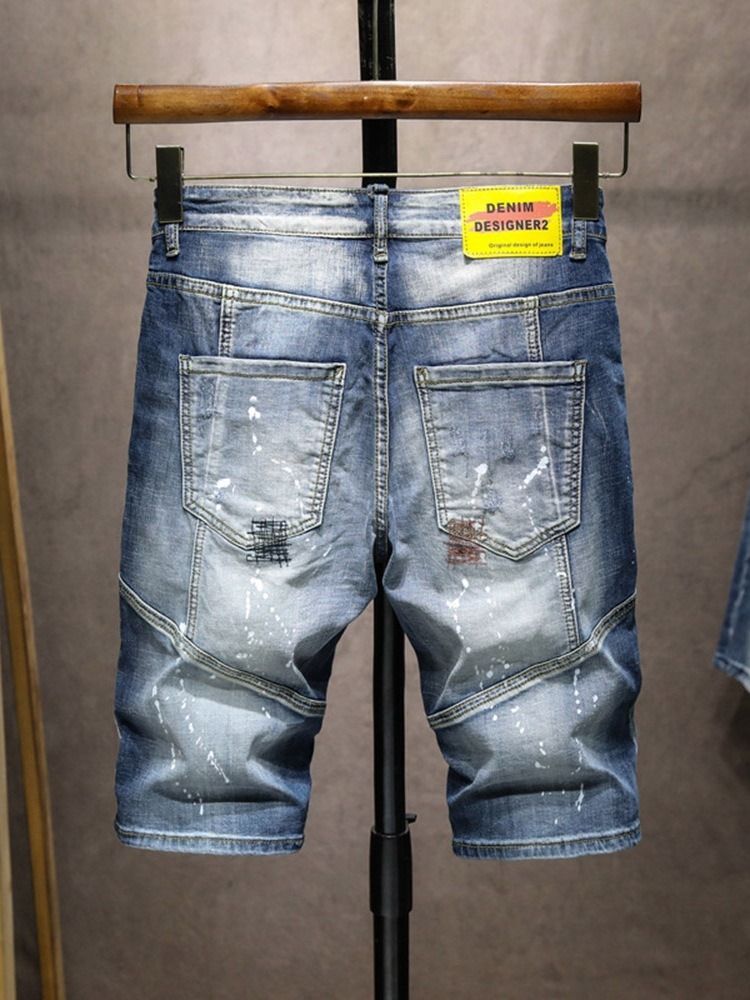 Hip Hop Herren Jeansshorts Mit Geradem Reißverschluss