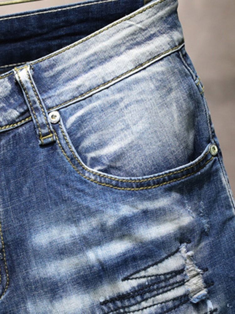 Hip Hop Herren Jeansshorts Mit Geradem Reißverschluss