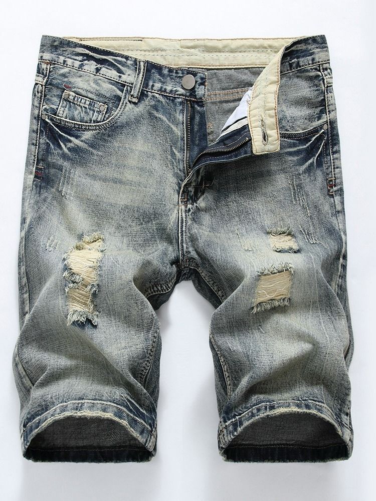 Hole European Mid Waist Herren Jeansshorts