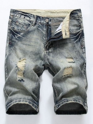 Hole European Mid Waist Herren Jeansshorts