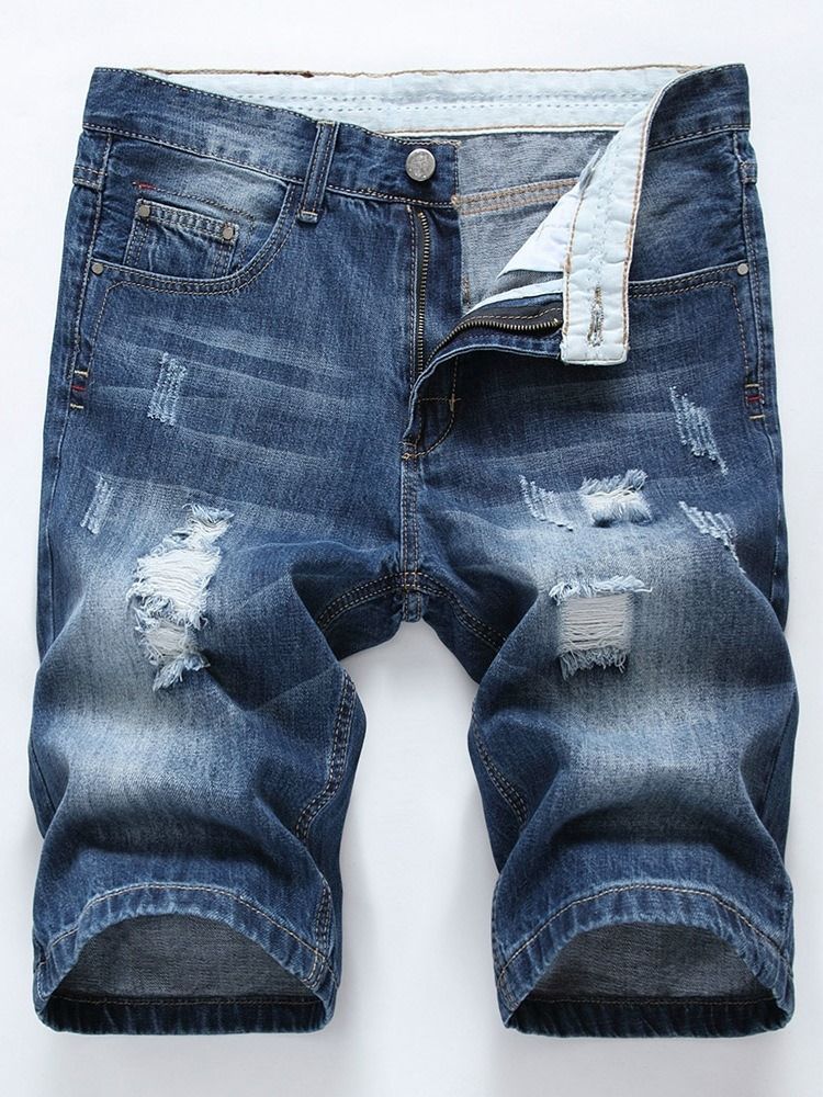 Hole European Mid Waist Herren Jeansshorts