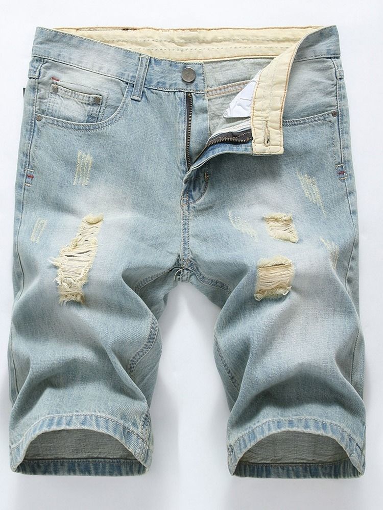 Hole European Mid Waist Herren Jeansshorts