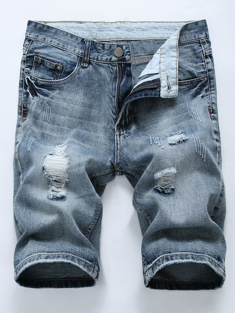 Hole European Mid Waist Herren Jeansshorts