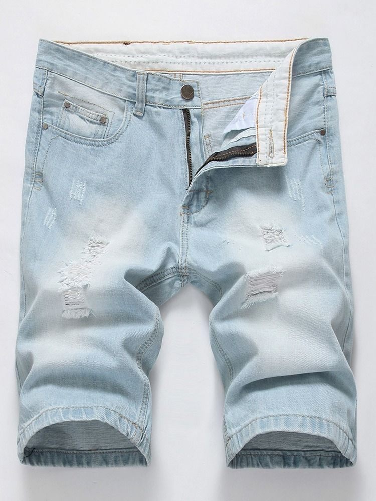 Hole European Mid Waist Herren Jeansshorts