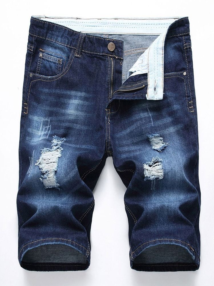 Hole European Mid Waist Herren Jeansshorts