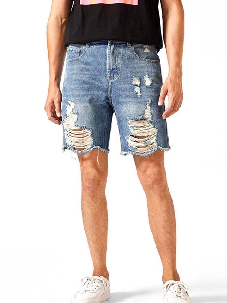 Knopf Gerader Europäischer Reißverschluss Herren Jeansshorts