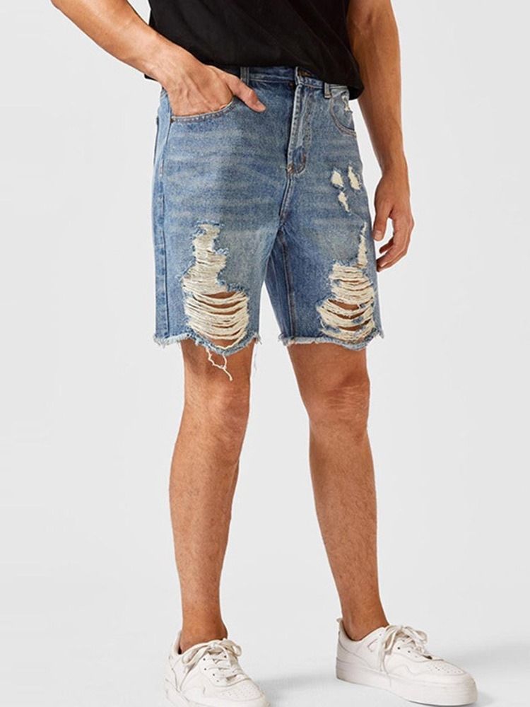 Knopf Gerader Europäischer Reißverschluss Herren Jeansshorts