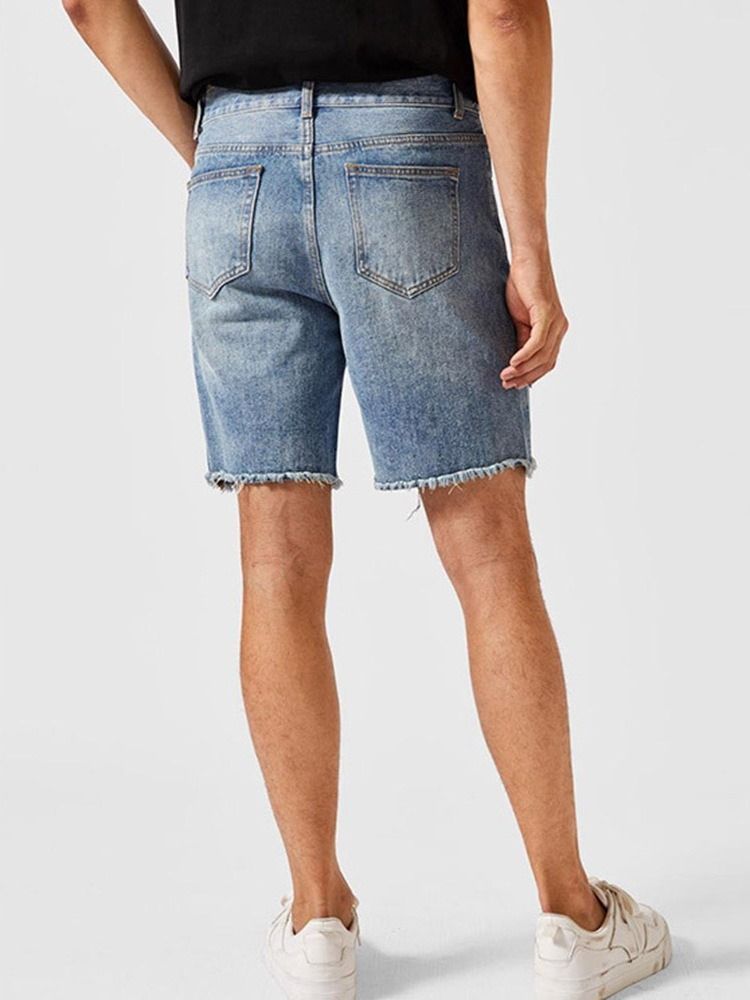 Knopf Gerader Europäischer Reißverschluss Herren Jeansshorts