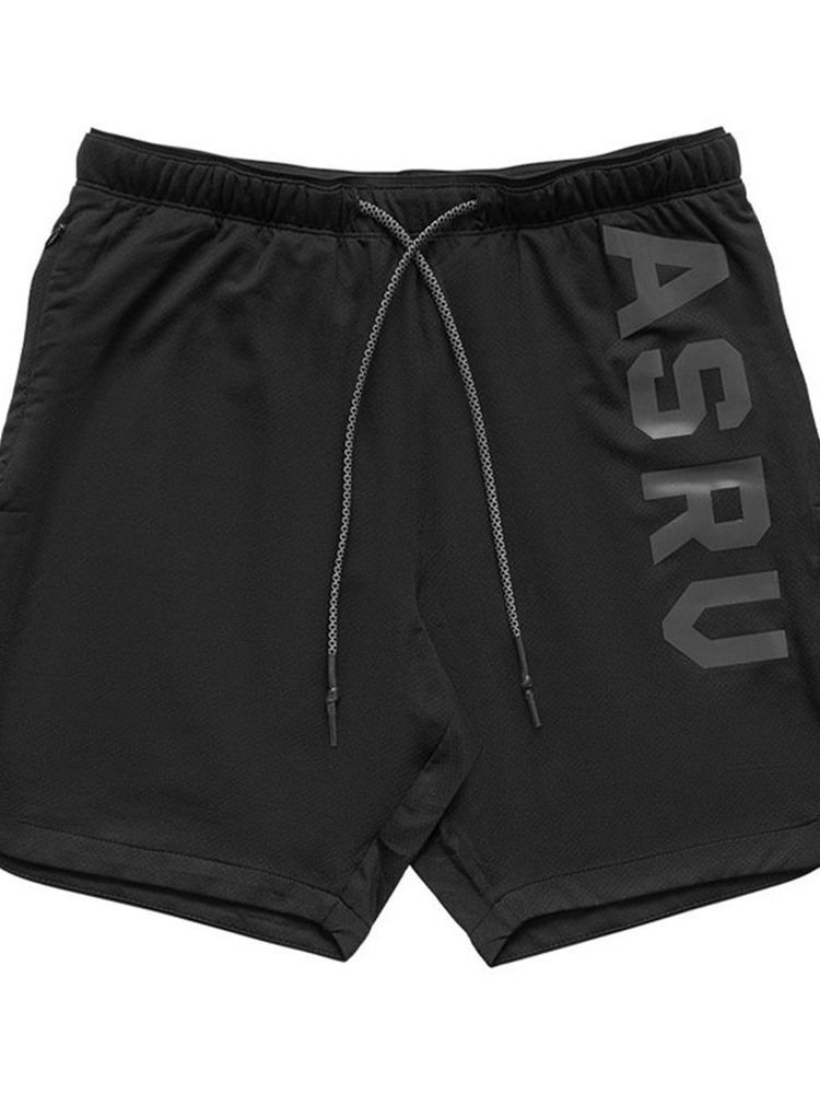 Loose Print Letter Sport Herren Shorts Zum Schnüren