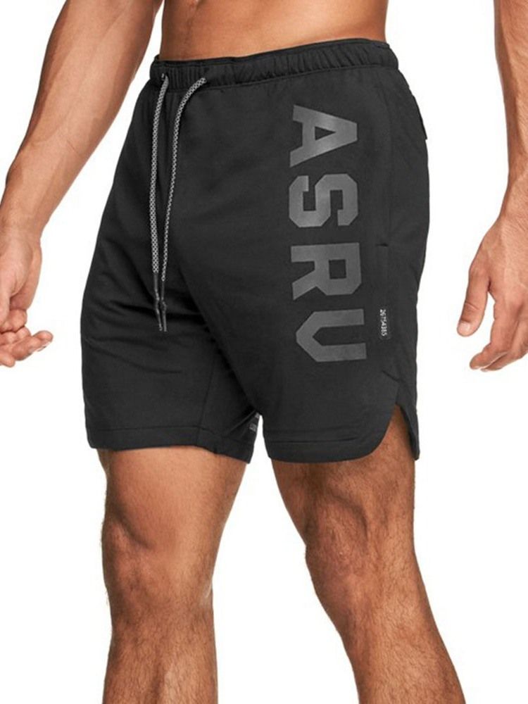 Loose Print Letter Sport Herren Shorts Zum Schnüren