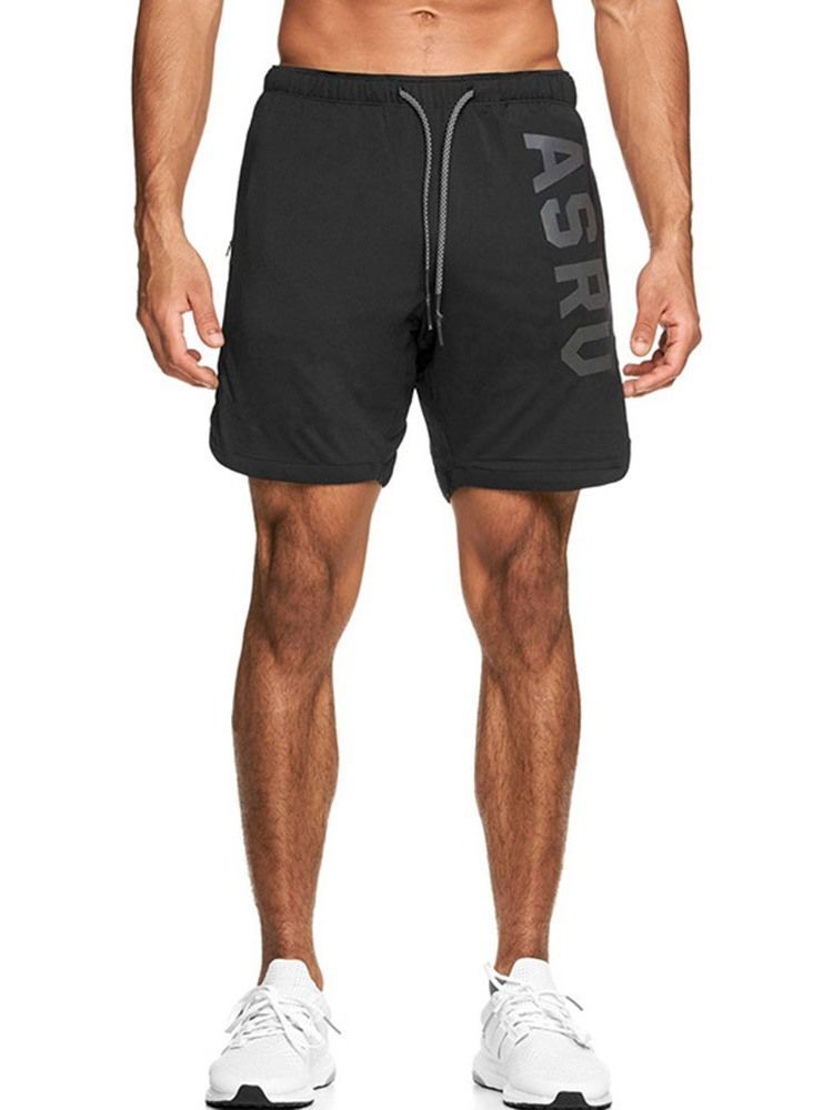 Loose Print Letter Sport Herren Shorts Zum Schnüren