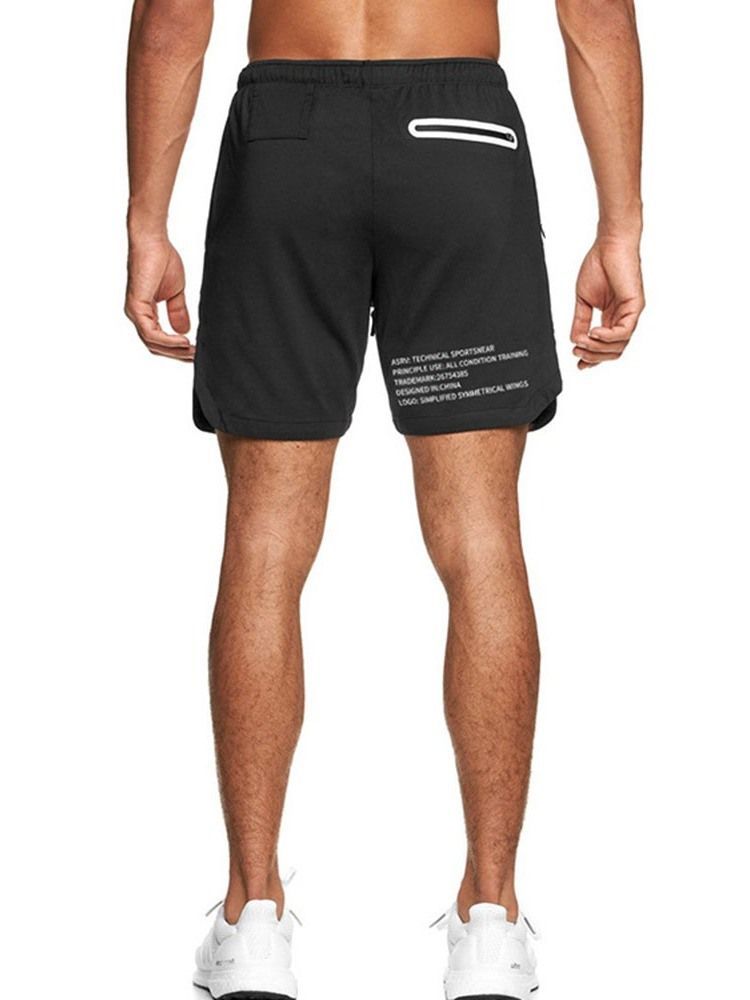 Loose Print Letter Sport Herren Shorts Zum Schnüren