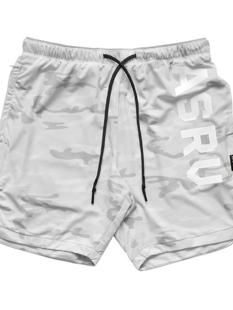 Loose Print Letter Sport Herren Shorts Zum Schnüren