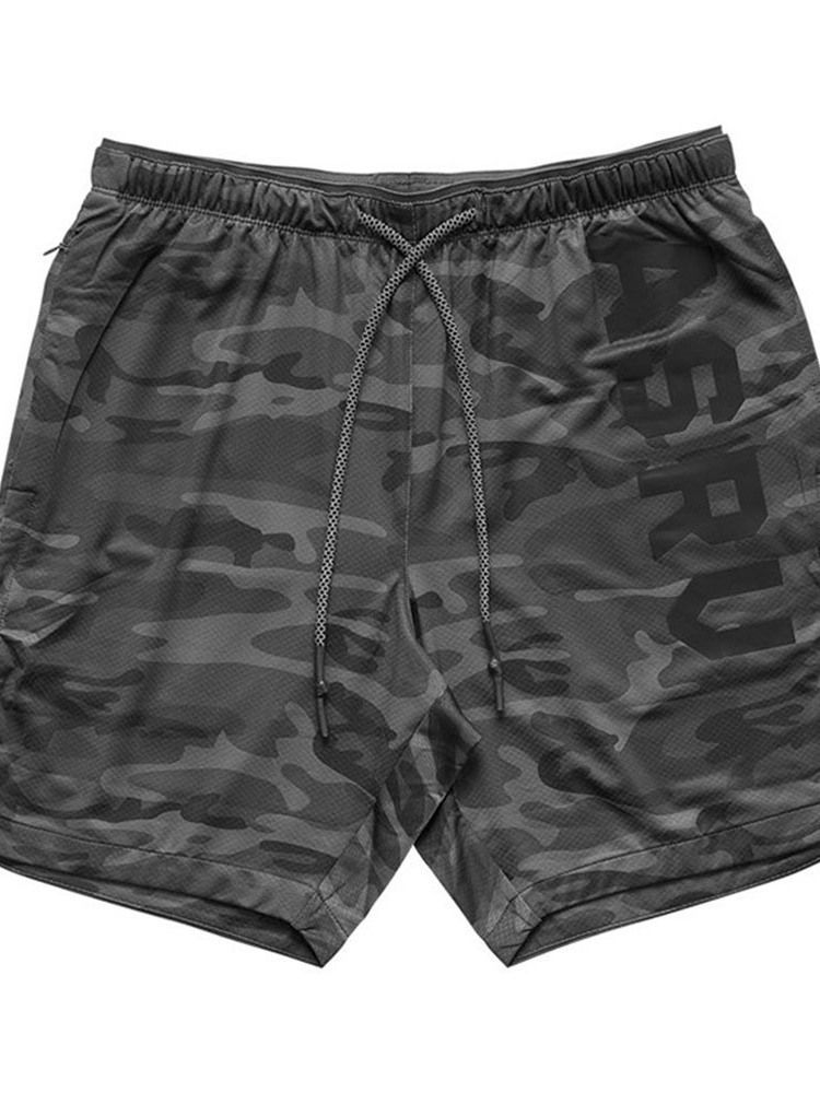 Loose Print Letter Sport Herren Shorts Zum Schnüren