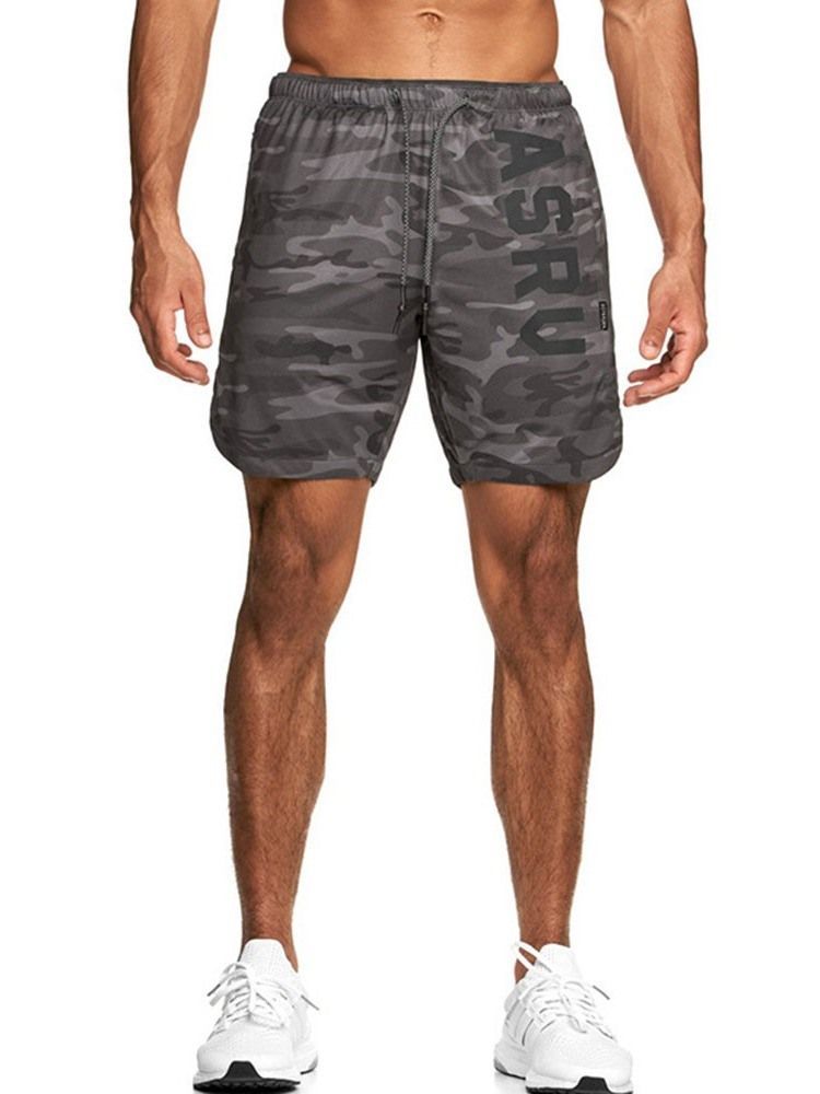 Loose Print Letter Sport Herren Shorts Zum Schnüren