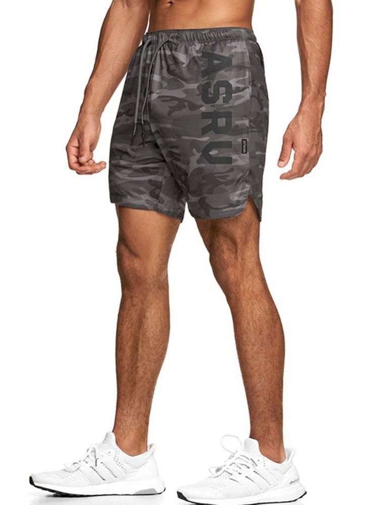 Loose Print Letter Sport Herren Shorts Zum Schnüren