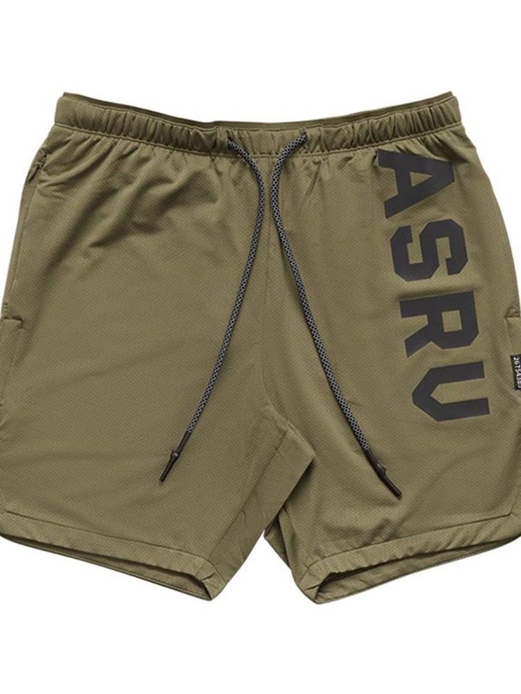 Loose Print Letter Sport Herren Shorts Zum Schnüren