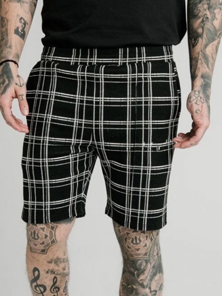 Plaid Pocket Elastics Herren Freizeitshorts Casual