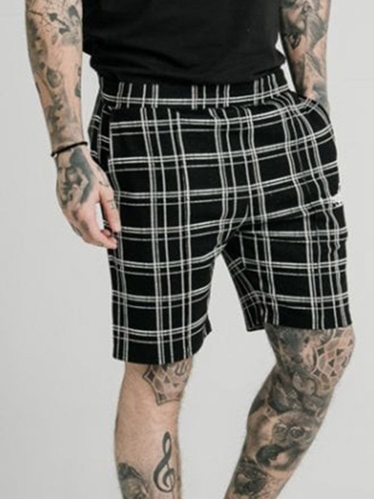 Plaid Pocket Elastics Herren Freizeitshorts Casual