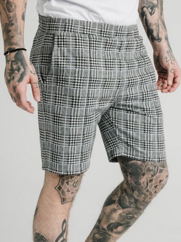 Plaid Pocket Elastics Herren Freizeitshorts Casual