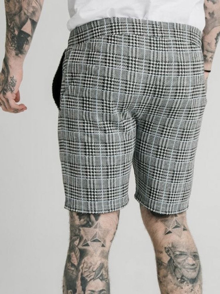 Plaid Pocket Elastics Herren Freizeitshorts Casual