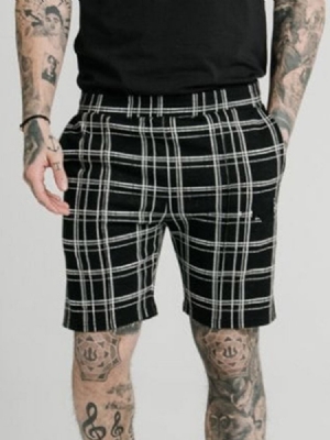 Pocket Plaid Straight Elastics Herren Freizeitshorts