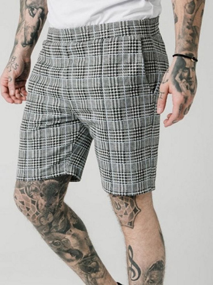 Pocket Plaid Straight Elastics Herren Freizeitshorts