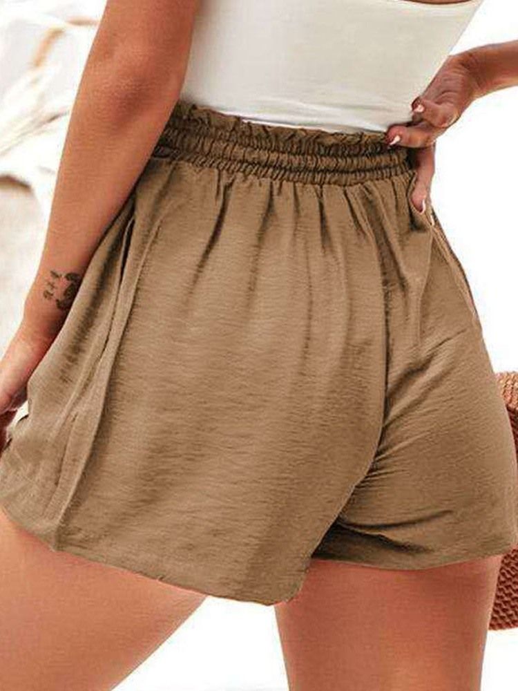 Pocket Plain Loose Lace-up Damen Shorts