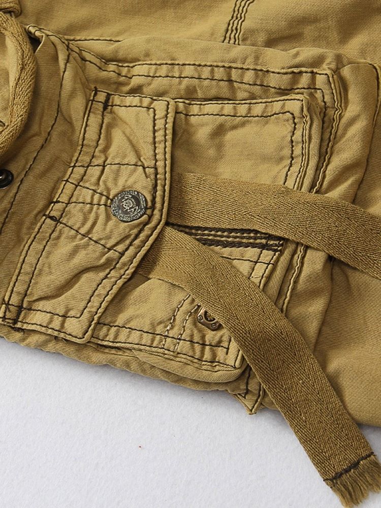 Pocket Straight Plain Mid Waist Herren Cargo-shorts