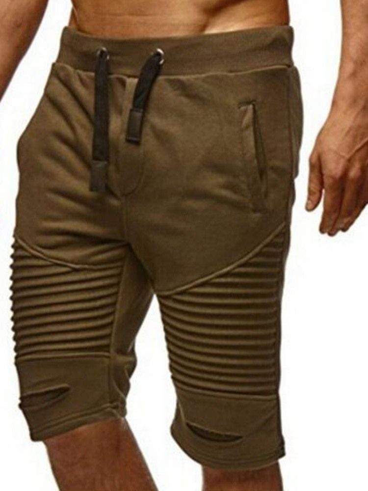 Pocket Straight Stripe Lace-up Mid Waist Herren Freizeithose