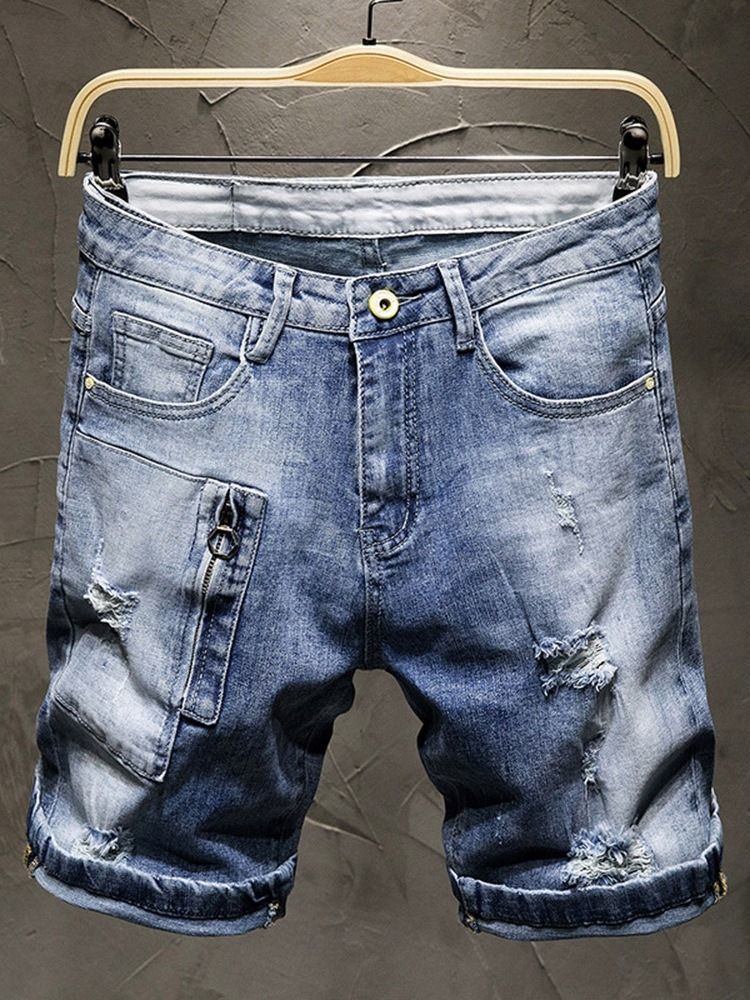 Pocket Thin Zipper Herren Jeansshorts