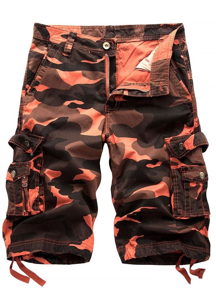 Print Straight Camouflage Zipper Herren Kurze Hose