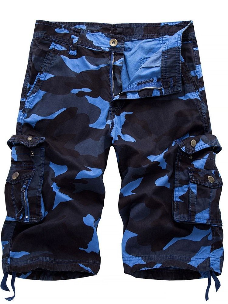 Print Straight Camouflage Zipper Herren Kurze Hose