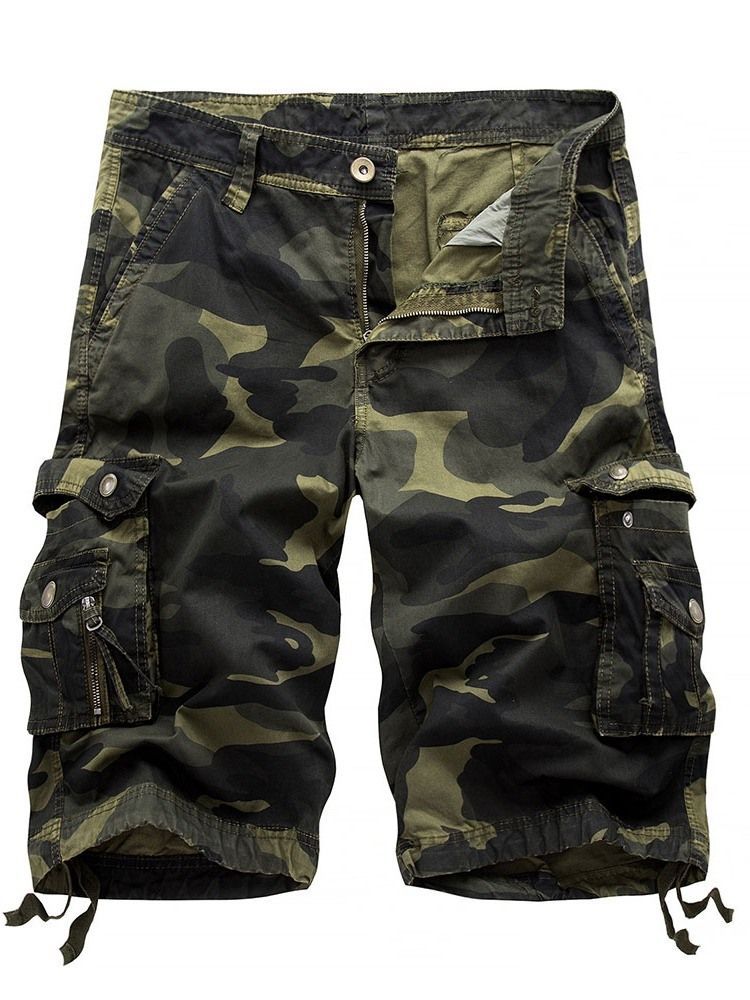 Print Straight Camouflage Zipper Herren Kurze Hose