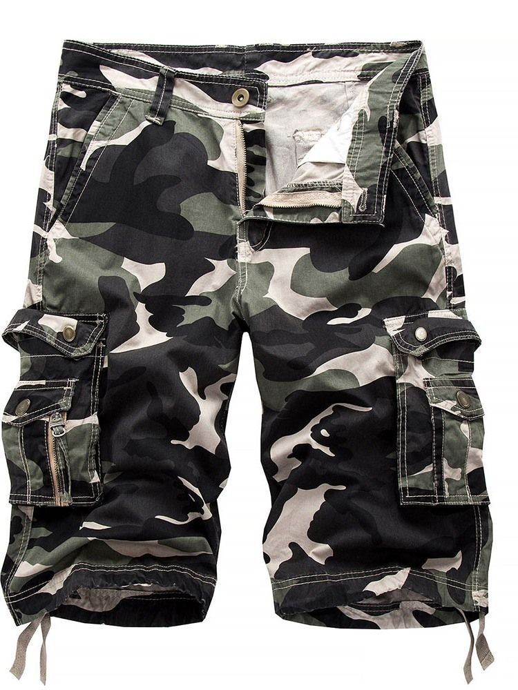 Print Straight Camouflage Zipper Herren Kurze Hose