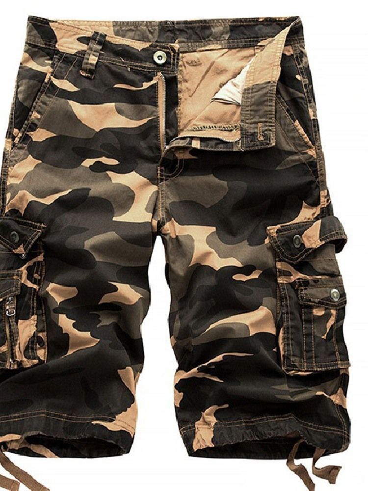 Print Straight Camouflage Zipper Herren Kurze Hose