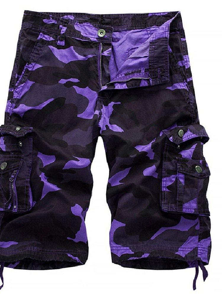 Print Straight Camouflage Zipper Herren Kurze Hose