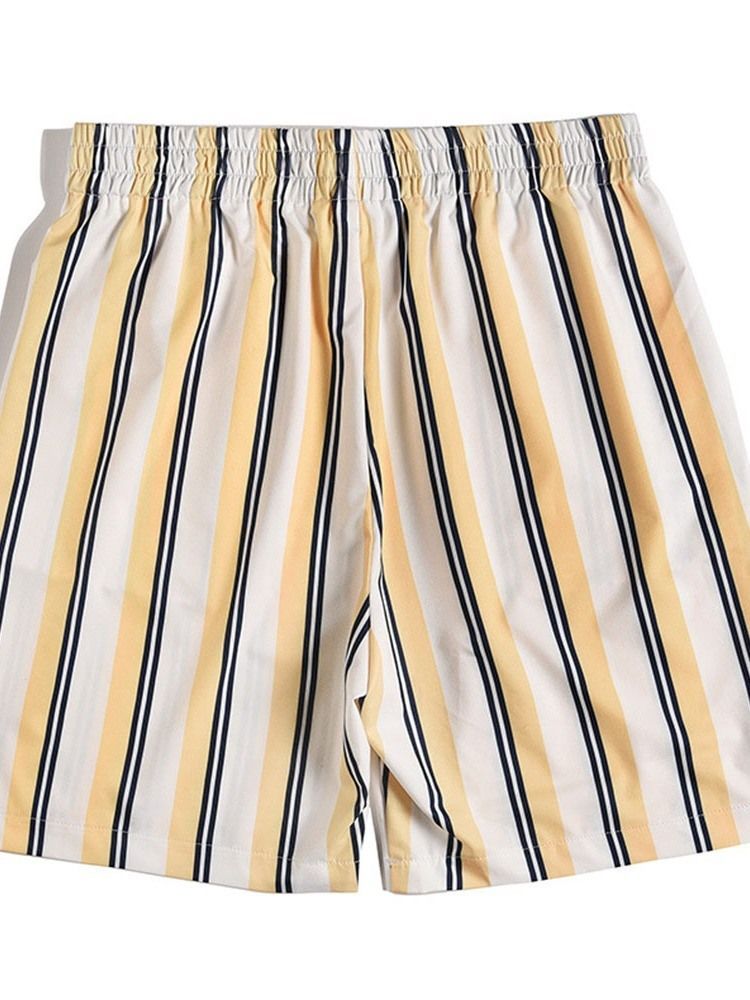 Print Stripe Lose Elastische Casual Herren Shorts